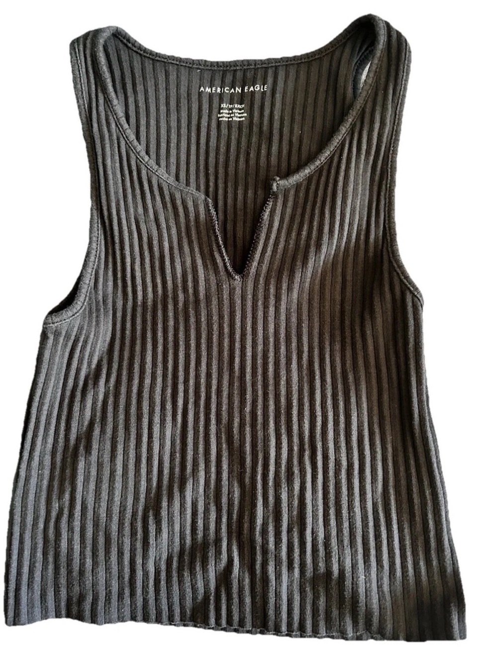 American Eagle Outfitters Charcoal Ribbed Tank Top